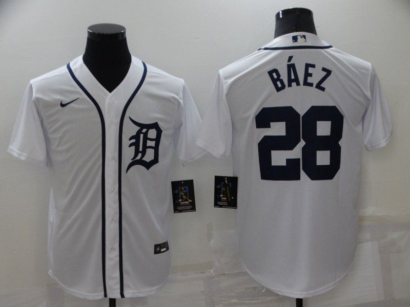 Men Detroit Tigers #28 Baez White Game Nike 2022 MLB Jersey